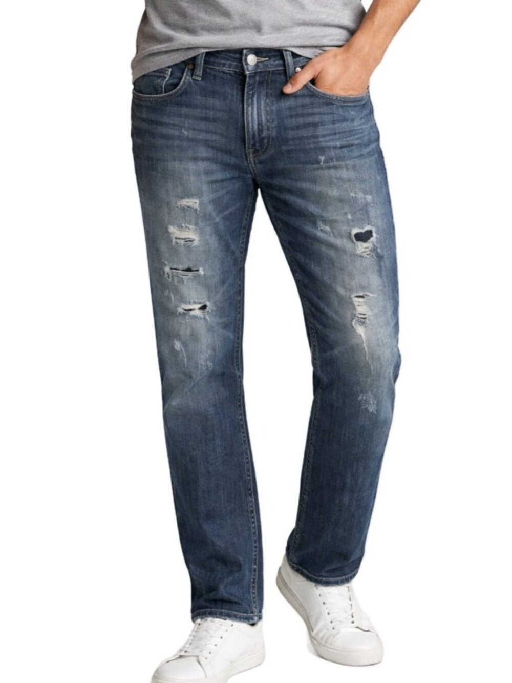 BKE Derek Distressed Straight Leg Jeans Medium Wash Mens 30x30